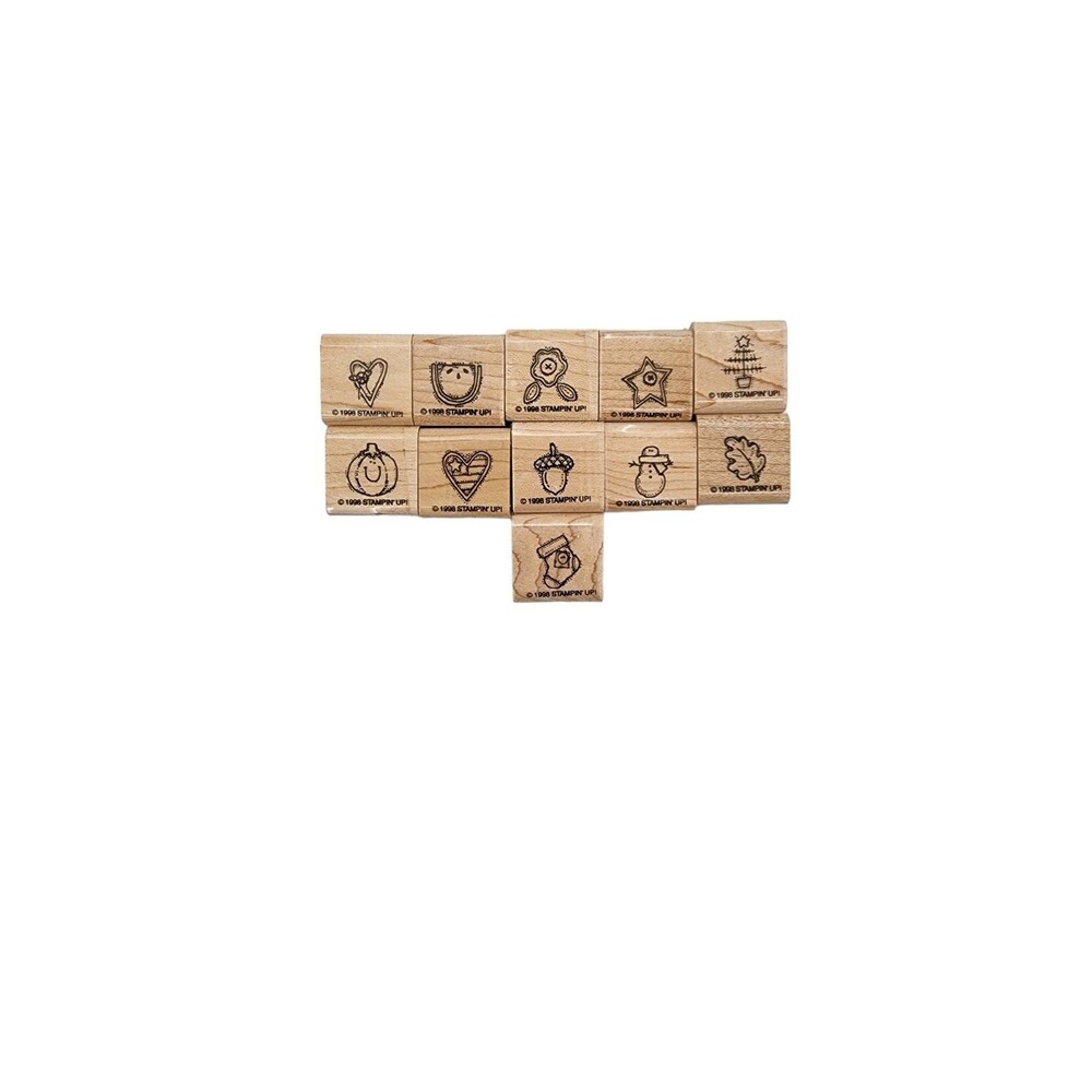 Stampin' Up! Little Somethings Wood Stamp Set 11pc Retired Seasonal